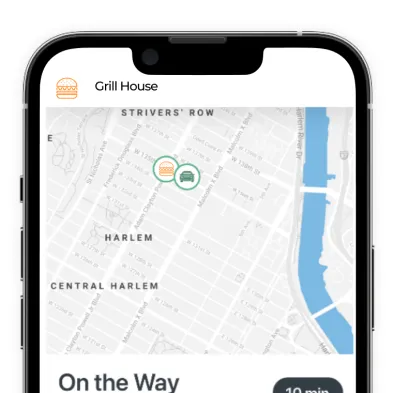 I Phone on blue background showing driver tracking