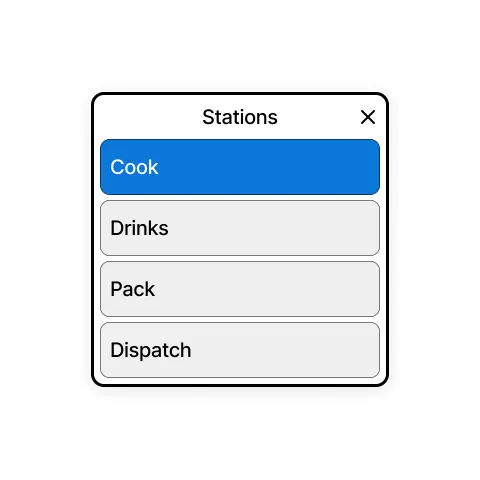 Component for sending items to different stations
