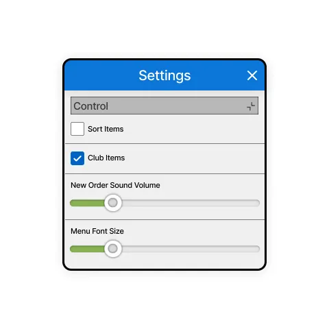 Control settings component