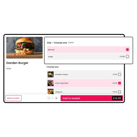 Pulled out choose size option